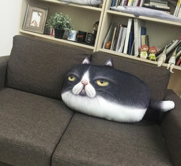 Factory wholesale creative cat plush pillow tail cat cushion large cartoon 3d printed sofa pillow