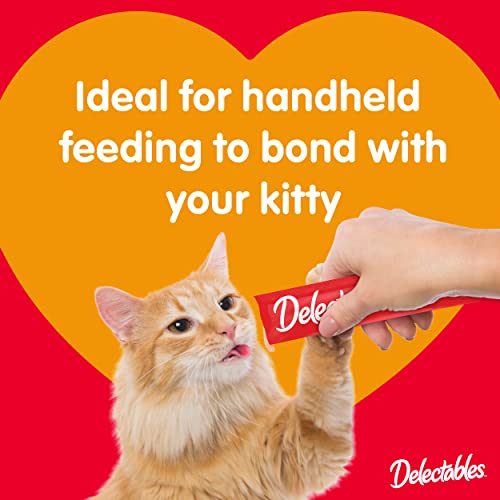 Delectables Squeeze Up Creamy Squeezable Puree, Lickable Wet Cat Treats, Grain Free, No Added Fillers, No By-Products, No Added Preservatives, 0.5 Ounces Tube Chicken Flavor, 32 Tubes Total