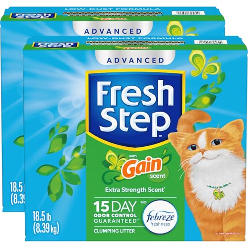 Fresh Step Clumping Cat Litter, With Gain, Advanced, Extra Large, 37 Pounds total (2 Pack of 18.5lb Boxes)