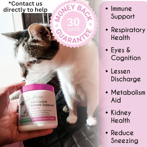 Balanced Breed L-Lysine Cats Immune Support Soft Chews Made in USA Non-GMO Vet-Pharmacist Approved Krill Oil Omega 3 Cat Vitamins Indoor Cats Supplements Asthma Relief Cat Lysine Allergy Relief 60 ct.