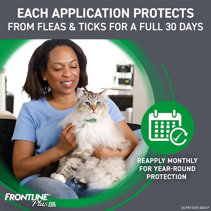 Frontline Plus Flea and Tick Treatment for Cats Over 1.5 lbs. 3 Treatments