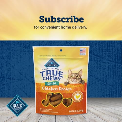 Blue Buffalo True Chews Sticks Natural Cat Treats, Chicken Recipe, Meaty & Savory Treats Made in The USA, 3-oz. Bag