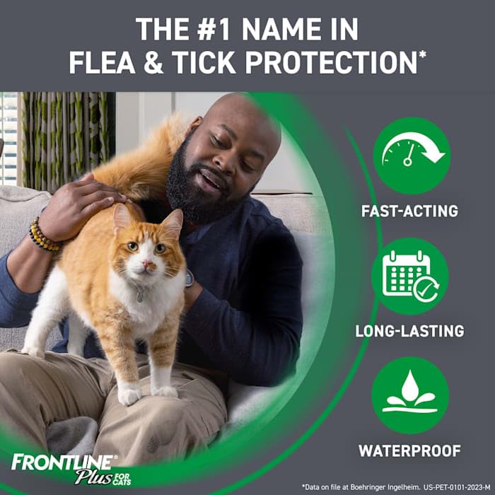 Frontline Plus Flea and Tick Treatment for Cats Over 1.5 lbs. 3 Treatments