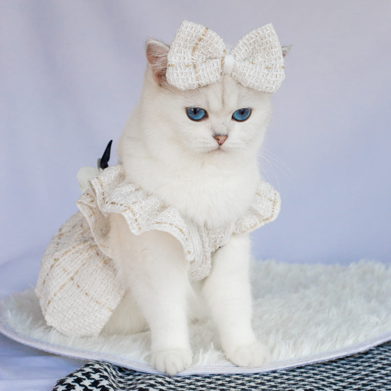 Woven Flying Shoulder Sleeve Skirt Cat Pet Clothes