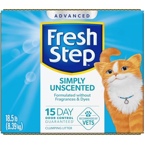 Fresh Step Advanced Simply Unscented Clumping Litter, Fresh Step Unscented Cat Litter Fights Odor on Contact, 18.5 lb. Box