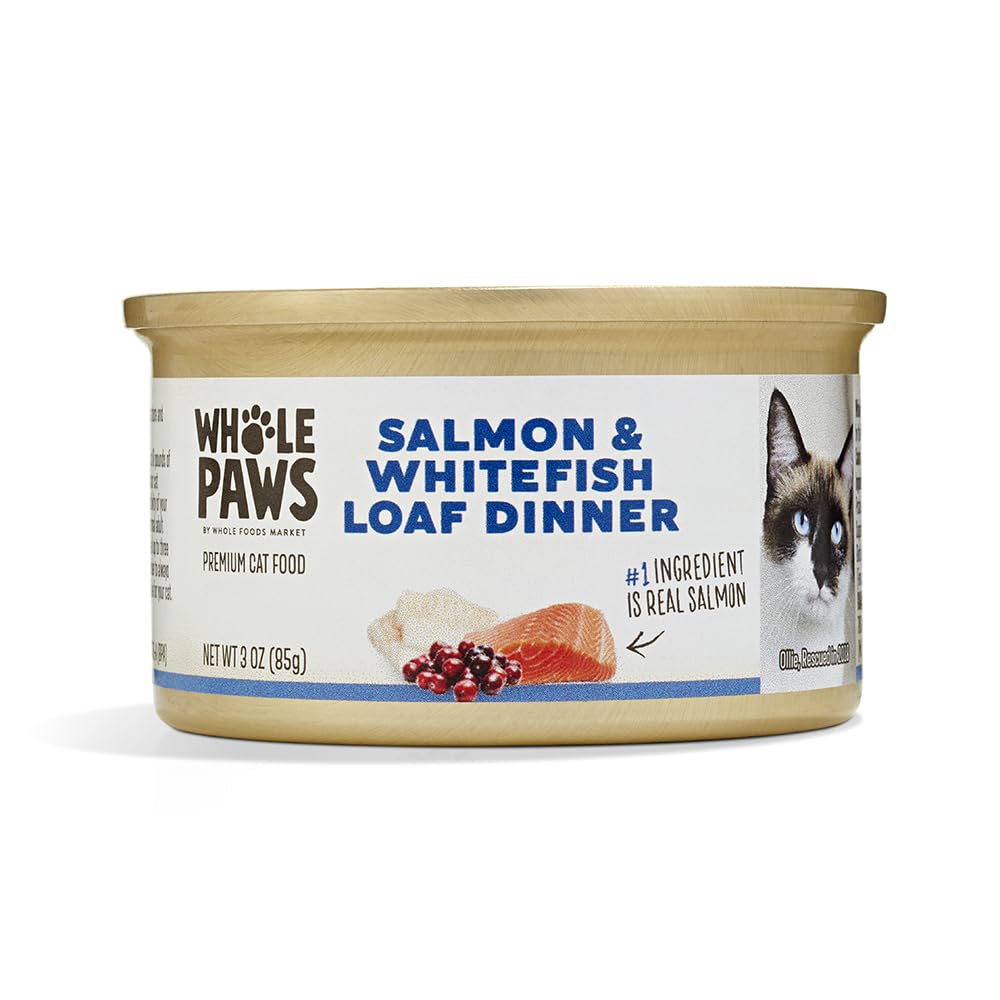 Whole Paws, Wet Cat Food, Salmon & Whitefish Loaf Dinner, 3 Ounce