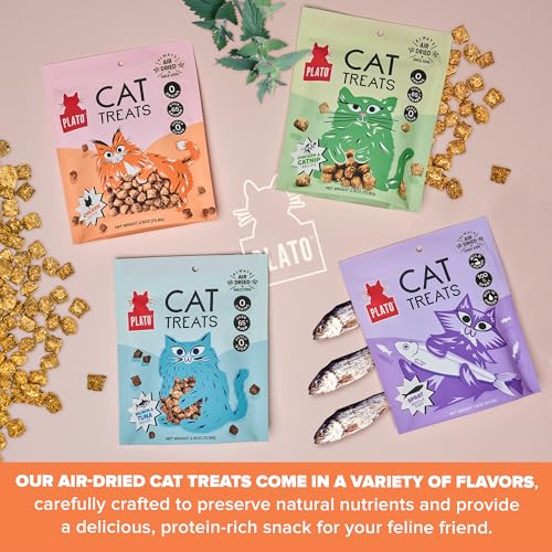 PLATO Pet Treats Air-Dried Cat Treats Chicken Recipe, Grain Free, All Natural, Made in The USA, 2.5oz