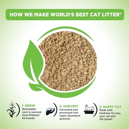 WORLD'S BEST CAT LITTER Comfort Care Unscented 15-Pounds - Natural Ingredients, Quick Clumping, Flushable, 99% Dust Free & Made in USA - Long-Lasting Odor Control & Easy Scooping