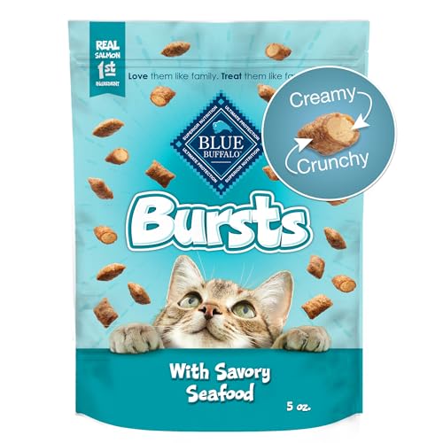 Blue Buffalo Bursts Crunchy & Creamy Cat Treats, Great for Training, Savory Seafood, 5-oz Bag