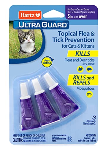 Hartz UltraGuard Topical Flea & Tick Prevention for Cats and Kittens - 3 Monthly Treatments