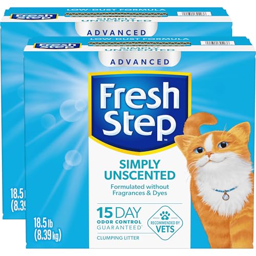 Fresh Step Advanced Simply Unscented Clumping Litter, Fresh Step Unscented Cat Litter Fights Odor on Contact, 37 lbs. (2 x 18.5 lb. Box)