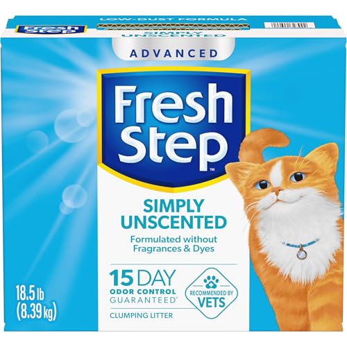 Fresh Step Advanced Simply Unscented Clumping Litter, Fresh Step Unscented Cat Litter Fights Odor on Contact, 18.5 lb. Box