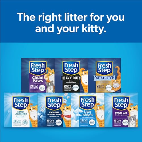 Fresh Step Clumping Cat Litter with Febreze Gain Scent, Long Lasting Odor Control Kitty Litter with Activated Charcoal, Low Dust Formula, 14 lb