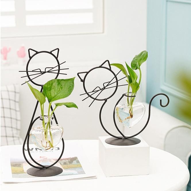 Simple Cat Iron Flower Hydroponic Vase