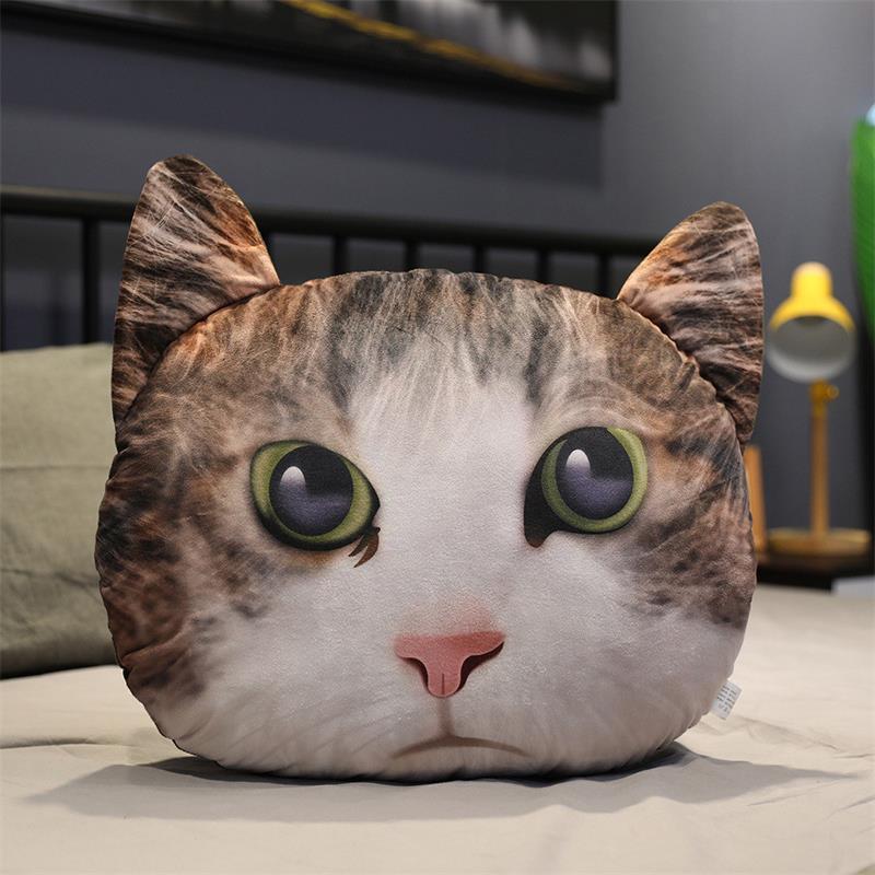 Cartoon simulation 3D cat head cushion