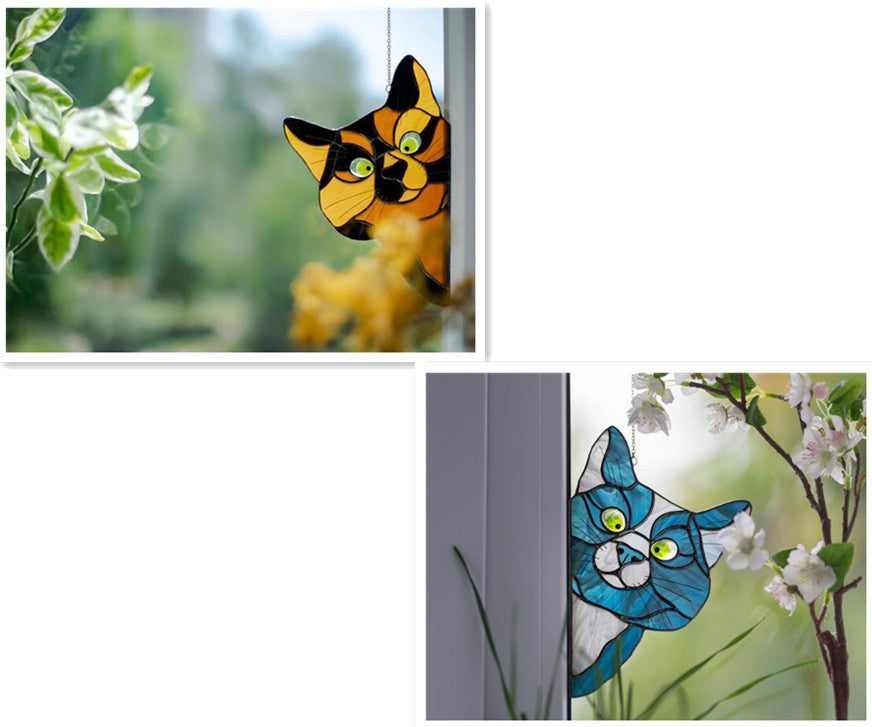 Stained Glass Cat Window Hanger Decoration