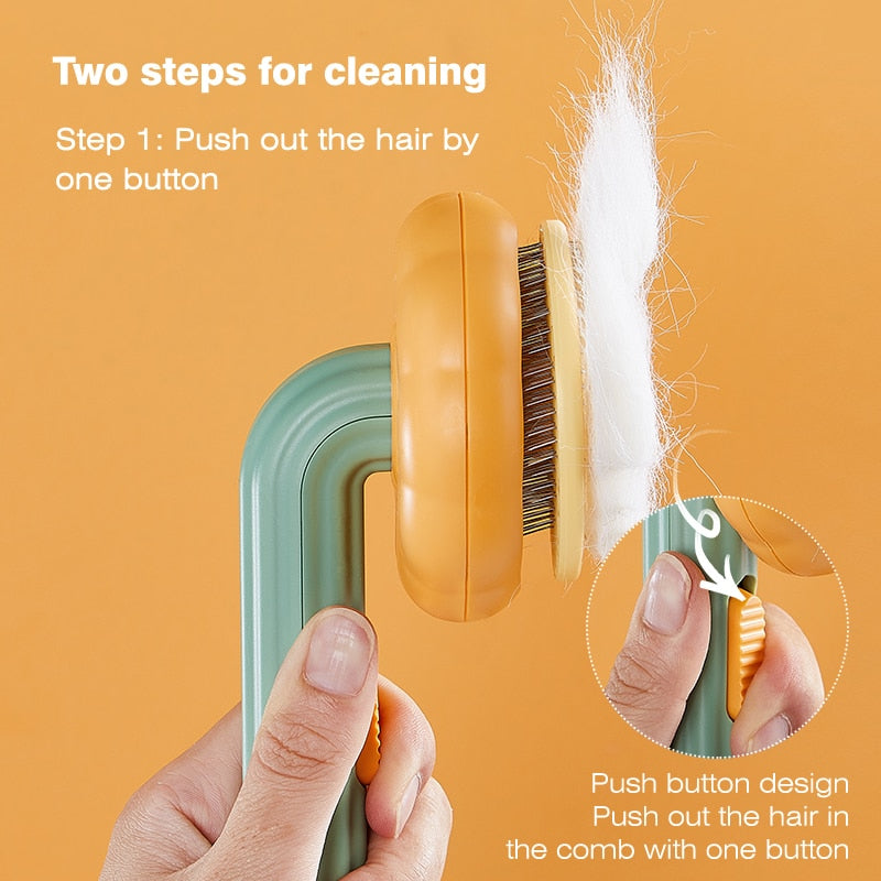 Pumpkin Pet Brush, Self Cleaning Slicker Brush for Shedding Dog Cat Grooming Comb Removes Loose Underlayers and Tangled Hair