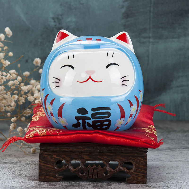 Ceramic Small Da Mo Zhaocai Cat Savings Can