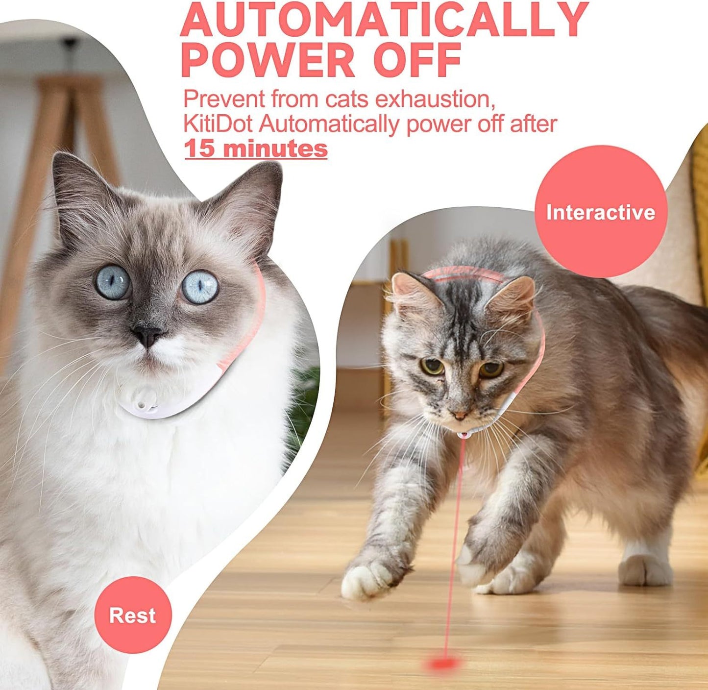 Wearable Automatic Cat Toys With LED Lights  Electric Smart Amusing Collar For Kitten  Interactive Cat Toys For Indoor Cats Pet Exercise Toys  USB Rechargeable Auto On Off