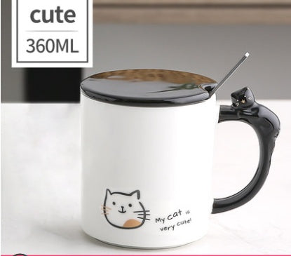 Japanese style cat tail ceramic mug