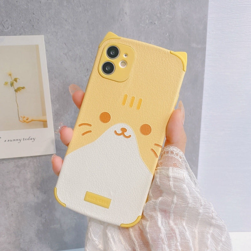 Compatible with Apple , Cartoon Cat Ears Mobile Phone Case Soft Shell Personality Creative Silicone Anti-fall Cover Tide