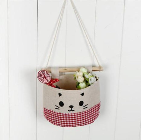 Linen Cat Hanging Storage Bag