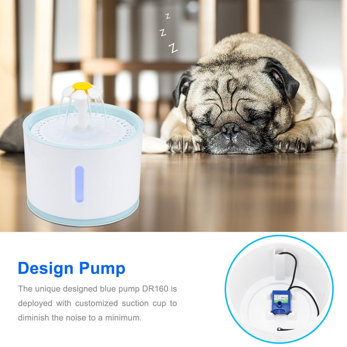 2.4L Automatic Pet Cat Water Fountain with LED Electric USB Cat Pet Mute Drinker Feeder Bowl Pet Drinking Fountain Dispenser