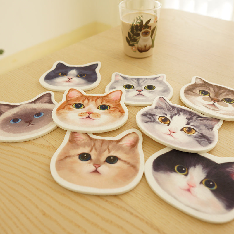 Cat Illustration Cute Cat Head Felt Coaster Dining Table Potholder