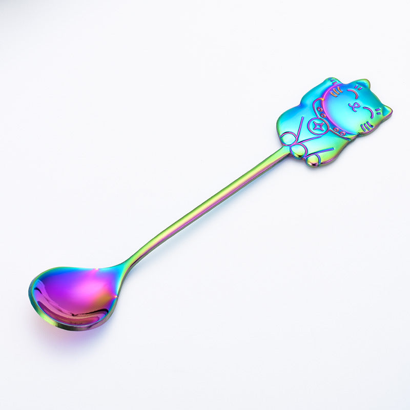 Creative Stainless Steel Cartoon Lucky Cat Spoon