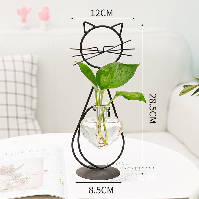 Simple Cat Iron Flower Hydroponic Vase