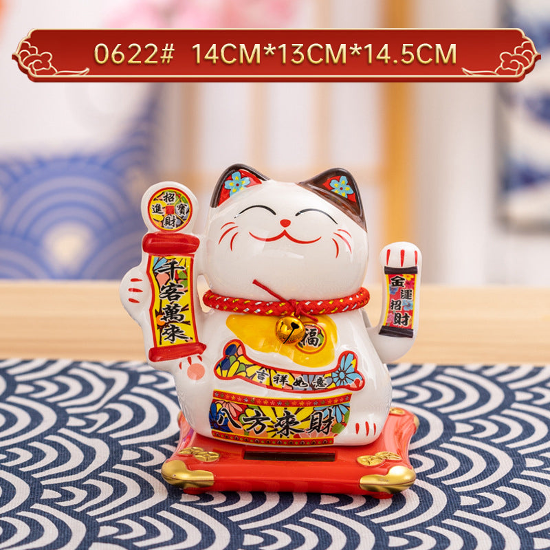 Home Chinese solar lucky cat store gifts can shake hands annual meeting gifts casual car small ornaments decorative crafts