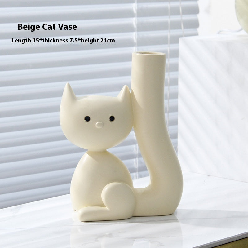 Cute Cat Vase Home Living Room Ornament Decorations