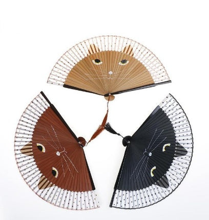 Japanese Cat Bamboo Fan