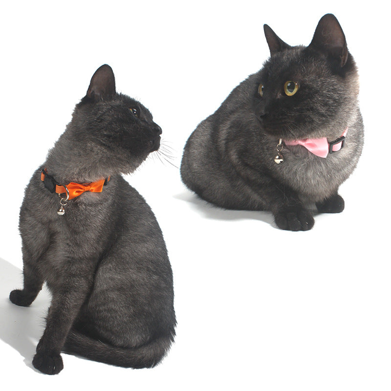 Pet Bow Collar Nylon Webbing Multicolor Adjustable Belt Bell Pet Jewelry Cat Collar Safety Buckle