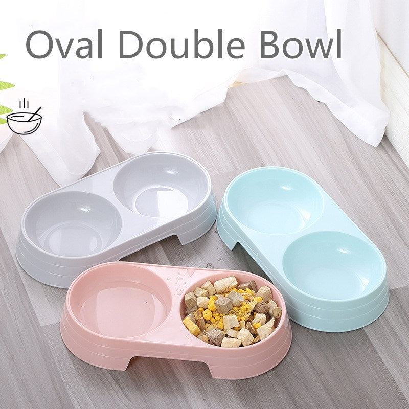 Macarone Double Pet Bowl Plastic Puppy Cat Food Water Drinking Dish Feeder Cat Puppy Feeding Supplies Small Dog Accessories