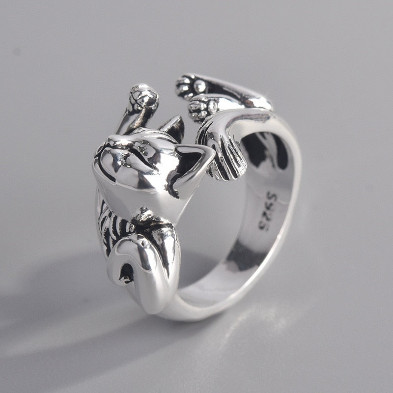 Cute Fortune Cat Shape Women Opening Rings Silver Color Dance Party Finger Ring Delicate Girl Gift New Fashion Jewelry