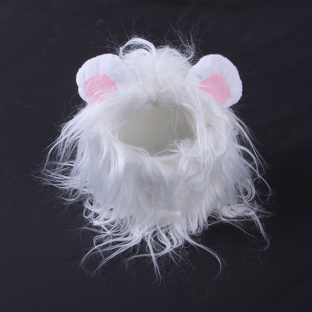 Pet Cat Dog Fashion Wig Hat Lion Head Cover