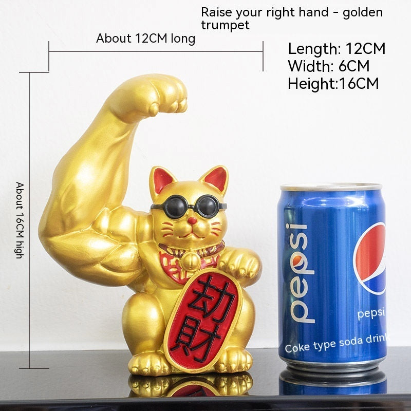 Lucky Cat Ornaments With Muscle Arms