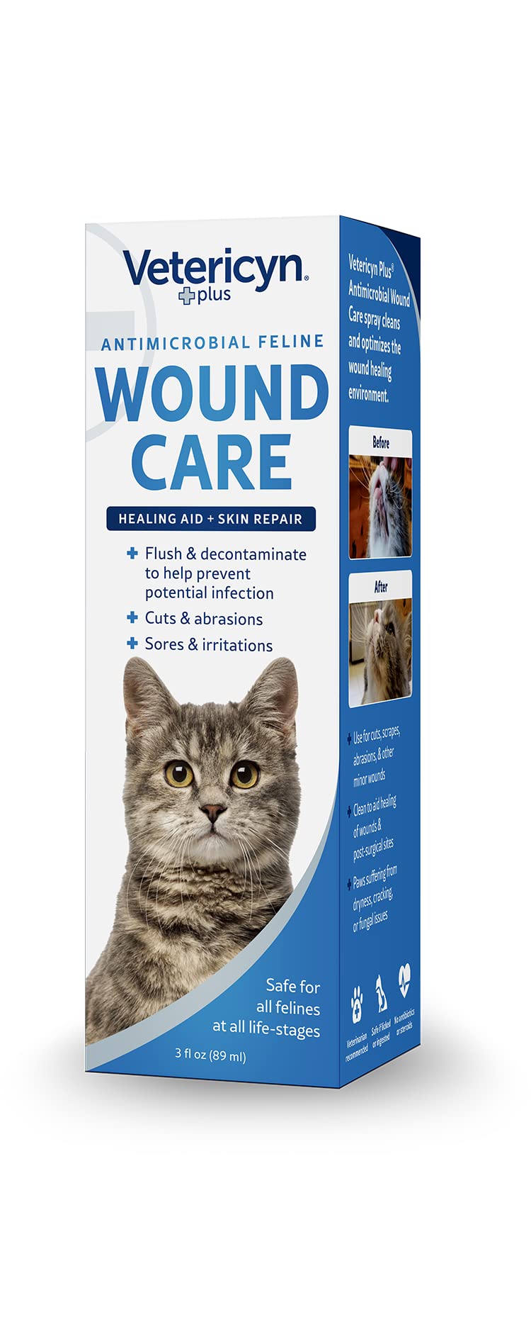 Vetericyn Plus Cat Wound Care Spray | Feline Healing Aid and Skin Repair for Wounds, Sores, and Abrasions, Provides Itch Relief for Cats Irritated Skin. 3 Ounces