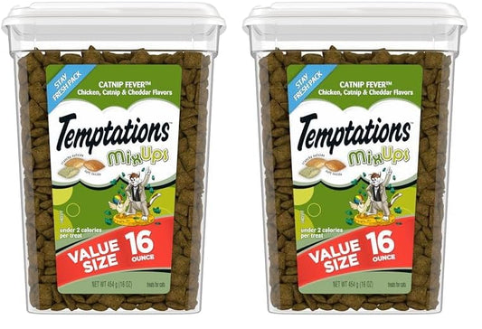 Temptations MIXUPS Crunchy and Soft Cat Treats Catnip Fever Flavor, 16 oz. Tub (Pack of 2)