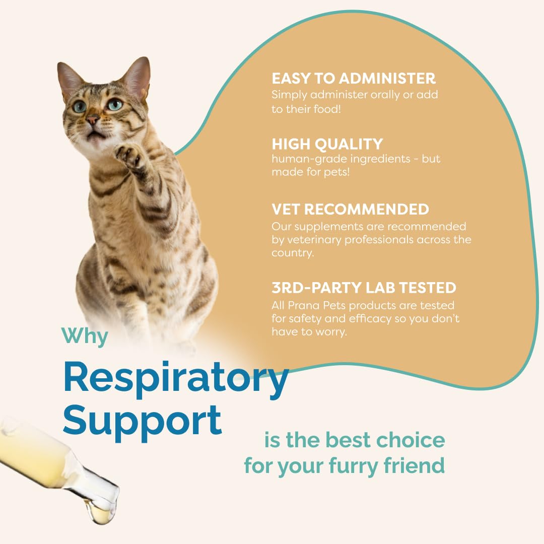 PranaPets Respiratory Support Supplement for Dogs & Cats | Naturally Promotes Optimal Respiratory Function in Pets | Safely aids with Symptoms of Seasonal Allergies