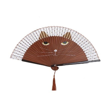 Japanese Cat Bamboo Fan