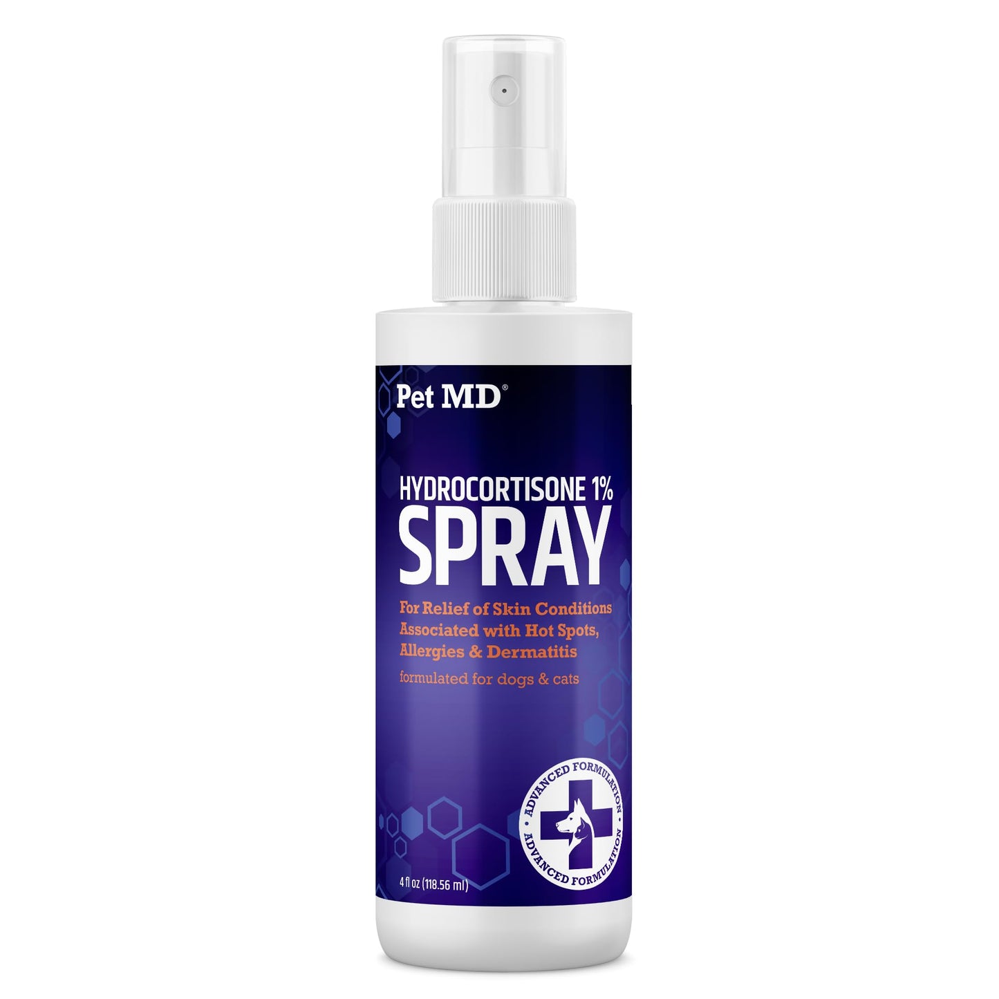 Pet MD Hydrocortisone Spray for Dogs, Cats, Horses - Itch Relief Spray & Hot Spot Treatment for Dogs, Irritated Dry Itchy Skin, Allergies, and Dermatitis - Reduces Topical Inflammation - 4 oz