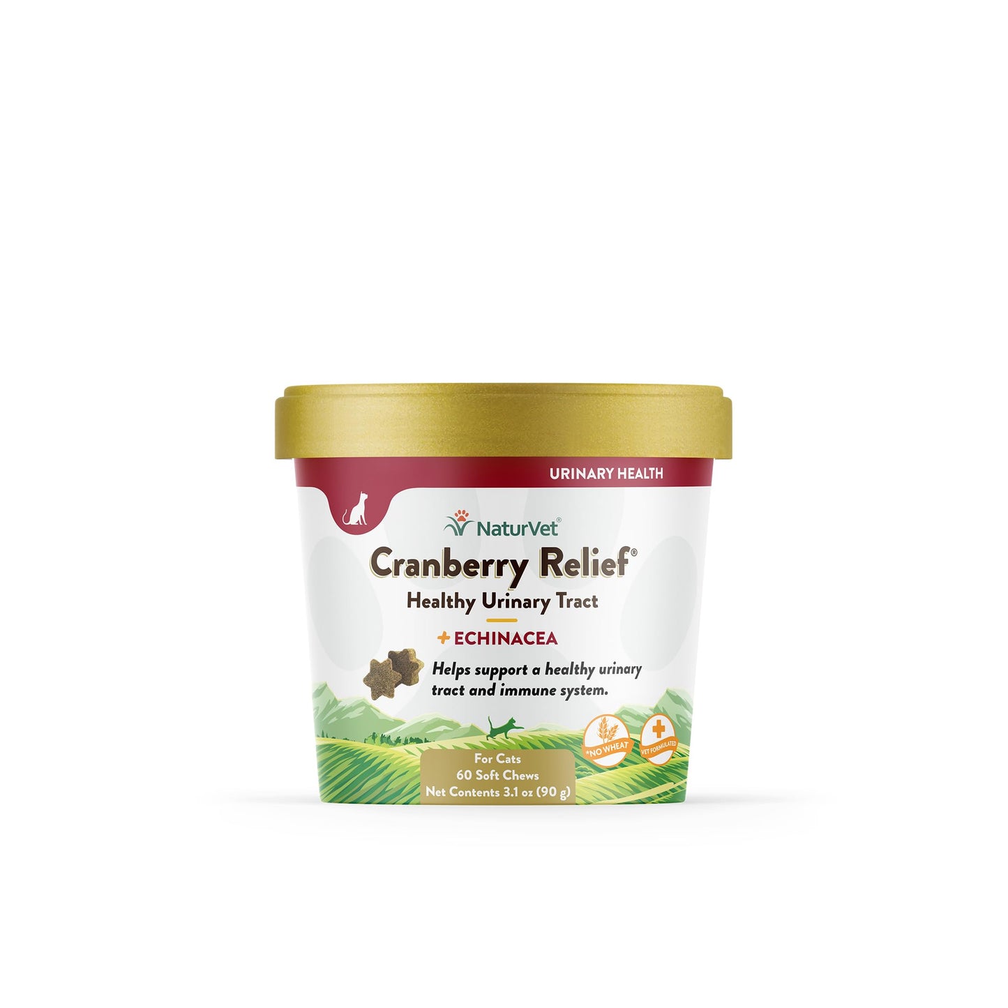 NaturVet Cranberry Relief Plus Echinacea for Cats, 60 ct Soft Chews, Made in The USA with Globally Source Ingredients