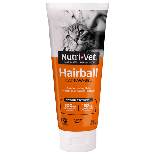 Nutri-Vet Hairball Paw Gel for Cats | Salmon Flavored Gel to Help Reduce and Eliminate Hairballs | 3 Ounces