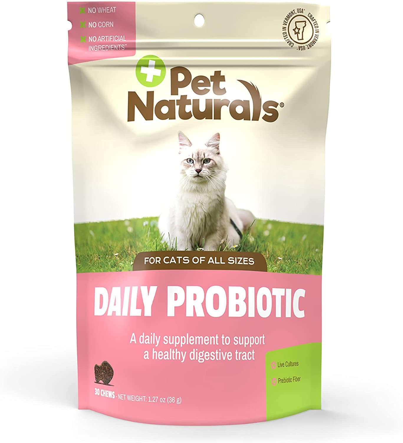 Pet Naturals Daily Probiotic for Cats, 30 Chews - Digestive and Immune Support Supplement for Cats