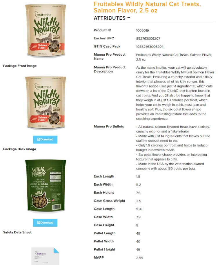 Wildly Natural Cat Treats, 2.5 Ounces, Salmon Flavor