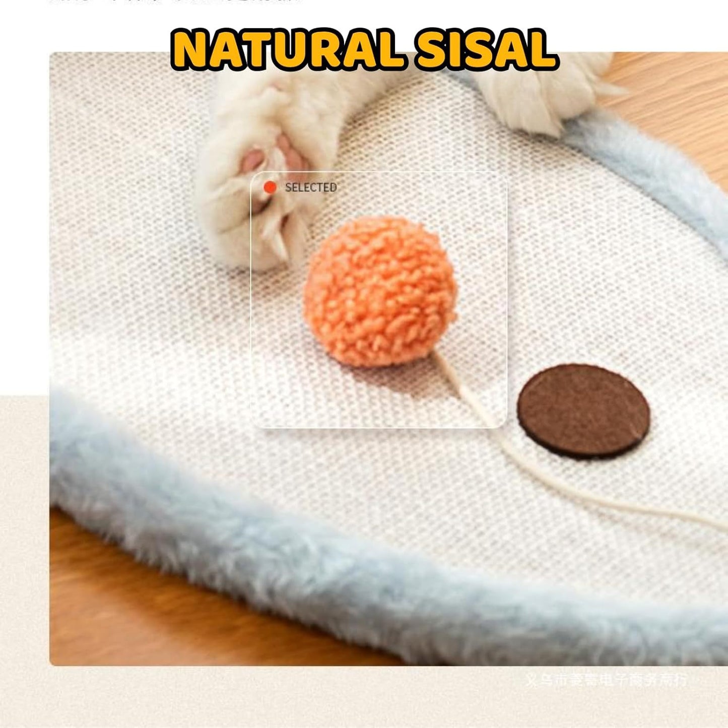 Cute Cat Scratching Mat Wall Mounted Natural Sisal Cat Scratch Pad Cartoon Design Durable Furniture Protector For Indoor Cats