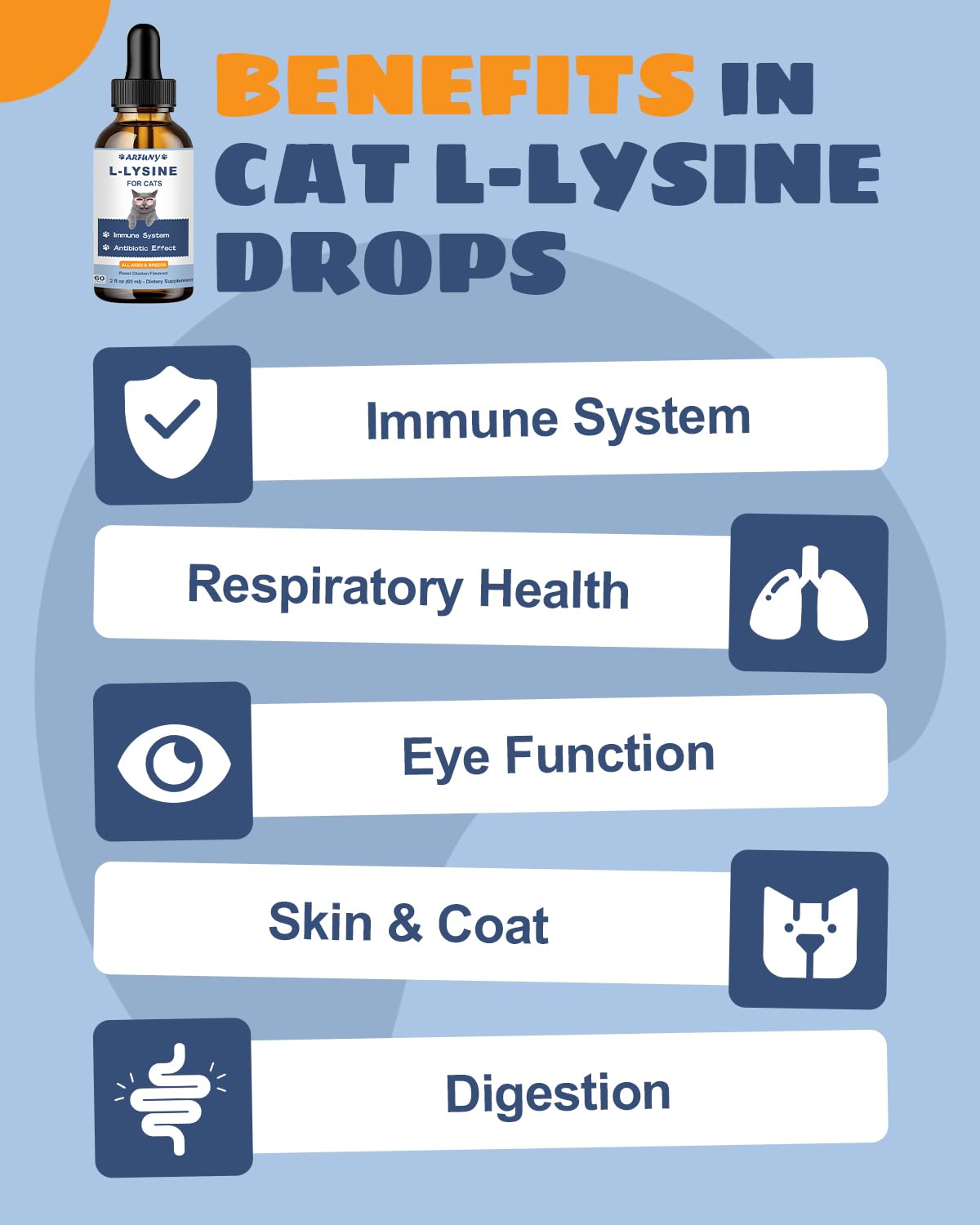 L-ysine Supplement for Cats - Immune Support - 60ML Lysine for Feline Respiratory, Sneezing, Runny Nose, Eye Function - Natural Cat Antibiotic Drops - Roast Chicken Flavor