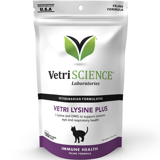 VetriScience Vetri Lysine Plus - 120 Chews - Immune Support Cat Supplements and Vitamins with L-Lysine and DMG for Immunity and Respiratory Health